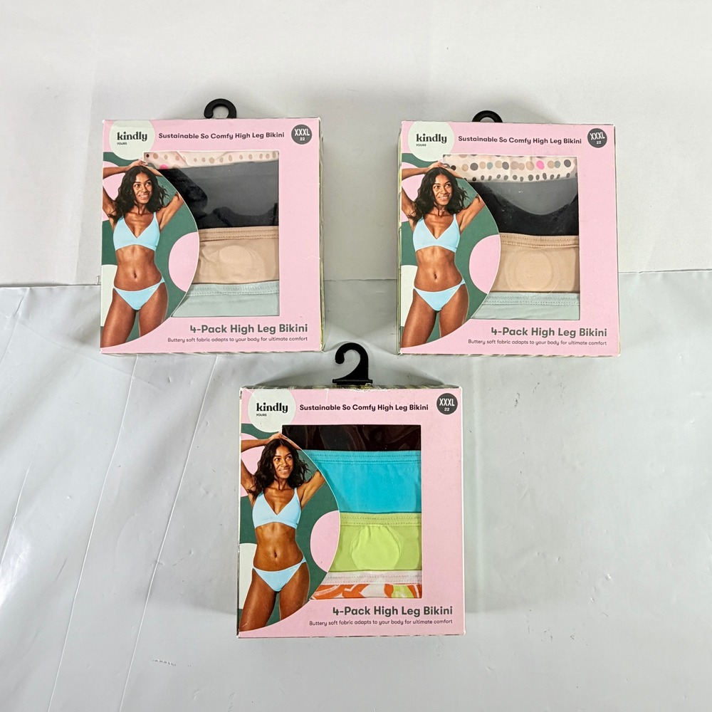 Kindly Yours So Comfy High Leg Bikini Underwear 12 Pairs XXXL 22 Plus